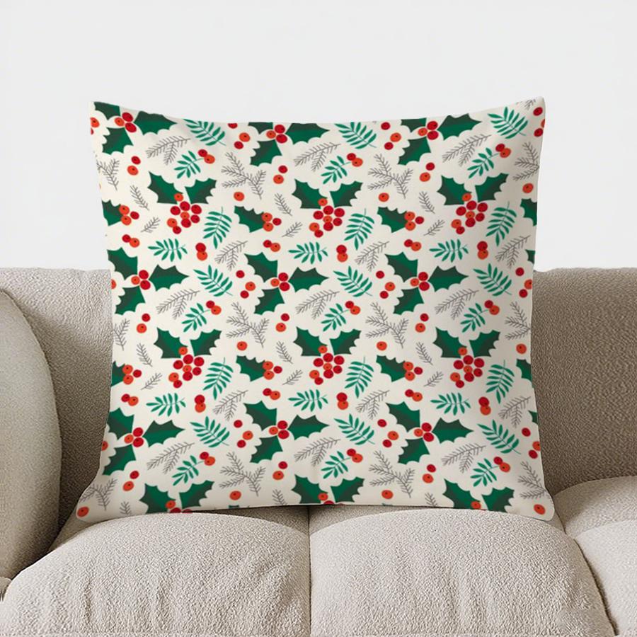 Christmas Tree Bow Throw Pillow Cover With Short Plush Print Living Room Sofa Decoration Cushion Cover Pillow Covers Decorative
