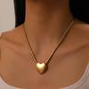 Fashion Personality Light Luxury Polished Three-Dimensional Heart Snake Chain Gold Jewelry Necklace