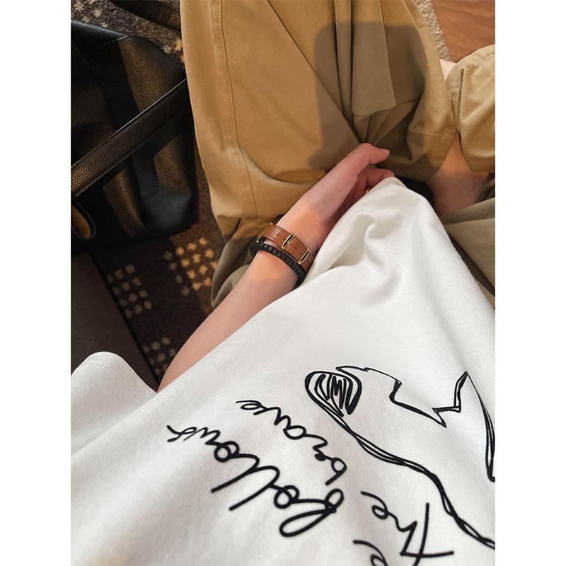MISSMARM Korean pony flocking printing super soft double-sided cotton short-sleeved T-shirt women's summer versatile top