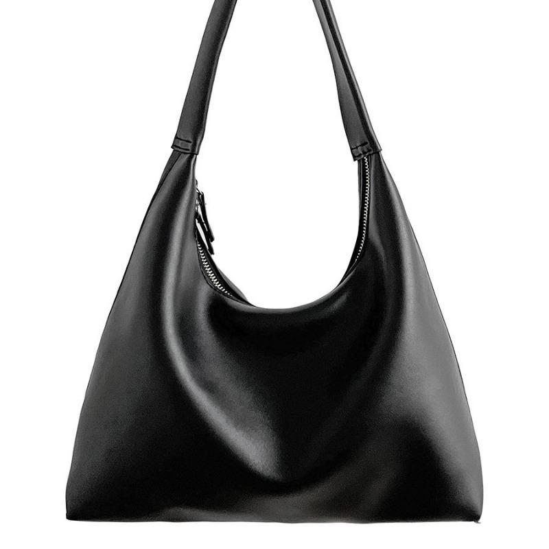 New Portable Shoulder Bag for Women, Large-capacity Work Commuter Bag, Double Zipper, Simple and Versatile Soft Leather Underarm Bag for Women