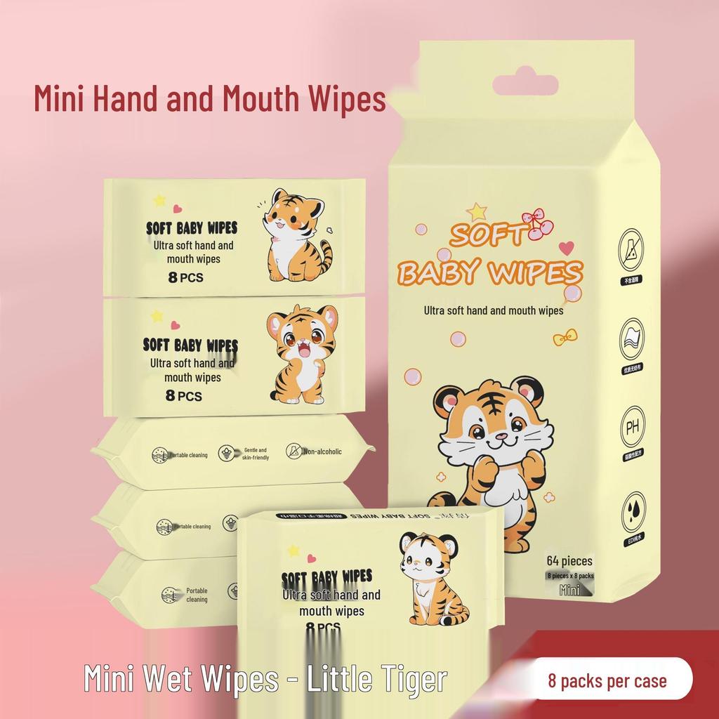 Mini Baby Wet Wipes Pack for Infants & Kids' Hands and Mouth - Portable Pull-Out Cleaning Wipes