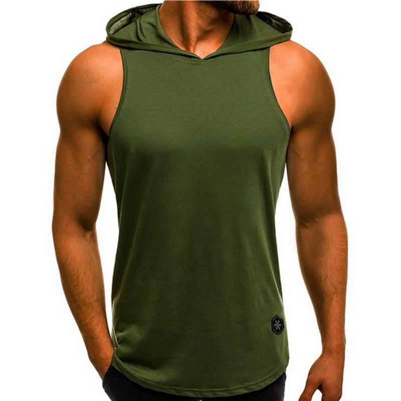 Men 'S Casual Sleeveless Hoodie Sport Pullover Loose Tops T -Shirt
