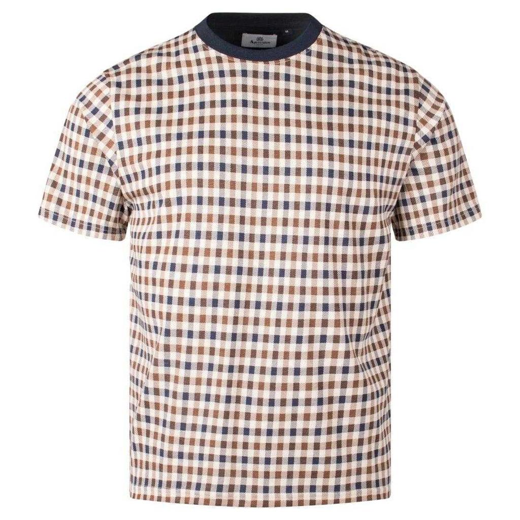 Aquascutum Mens Heritage Check Premium Cotton T-Shirt
