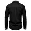 Autumn Men's Fake Tie Long Sleeve Shirt Men New Fashion Special Design Solid Shirts Male Versatile Casual Social Wedding Party