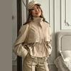 2025 Winter Hooded Waist-Cinching Long Cotton Coat for Women – Solid Color, Wide Hem, In Stock