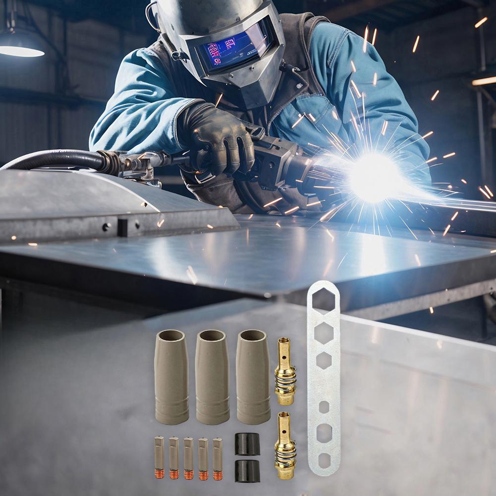 13PCS Replacement Coating Nozzle Set for 15AK Airless Welding Equipment Featuring Copper Tips 1.2mm and Nonstick Slag Resistance
