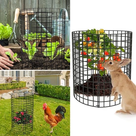 Wire Plant Protector from Animals Plant Protection Cage Set Tree Trunk Protector with Ground Stakes Ties for Garden Protection Keep Rabbit Fox Out