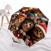 1 PC Automatic Folding Umbrella - Christmas Kittens Pattern, Portable & Foldable Design with 8 Ribs, Christmas Birthday Gifts