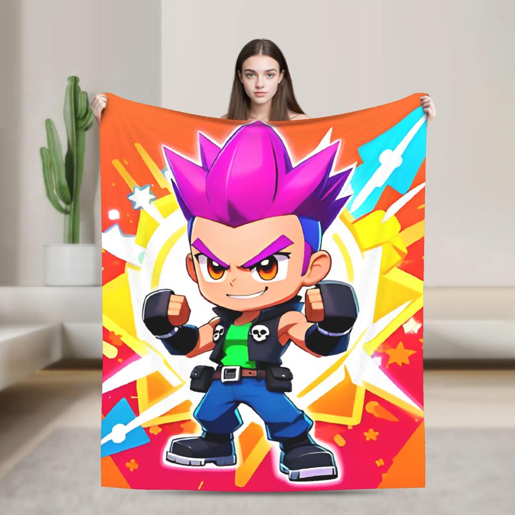 Emz Spike Squeak-Brawlld Blankets Cartoon Game Flannel Funny Warm Throw Blanket for Home Summer