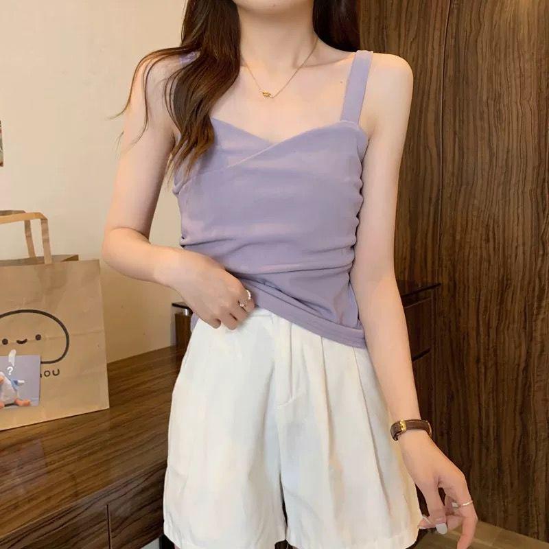 Women s Slim Fit 95% Cotton Camisole Vest - Versatile Sleeveless Top for Spring/Summer 2026 M (40-50 kg)