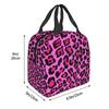 Hot Pink Leopard Print Insulated Lunch Bag for Women Office Cooler Thermal Food Box Tote Portable Lunch Boxes Container