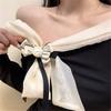 Women Girls Vintage Camellia Pearls Ribbon Bows Tie Brooch Pin Elegant Preppy Uniform Pre Tied Bowknot Corsage Necktie