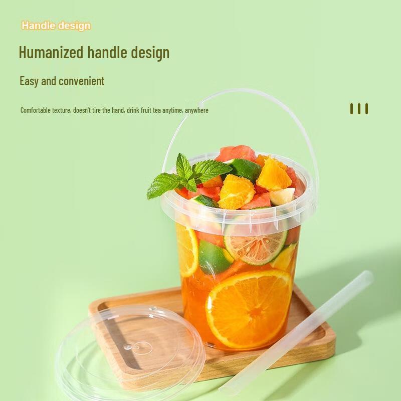 JingJingRS Transparente Becher mit großem Fassungsvermögen für Obst und Milchtee (100 Sätze)