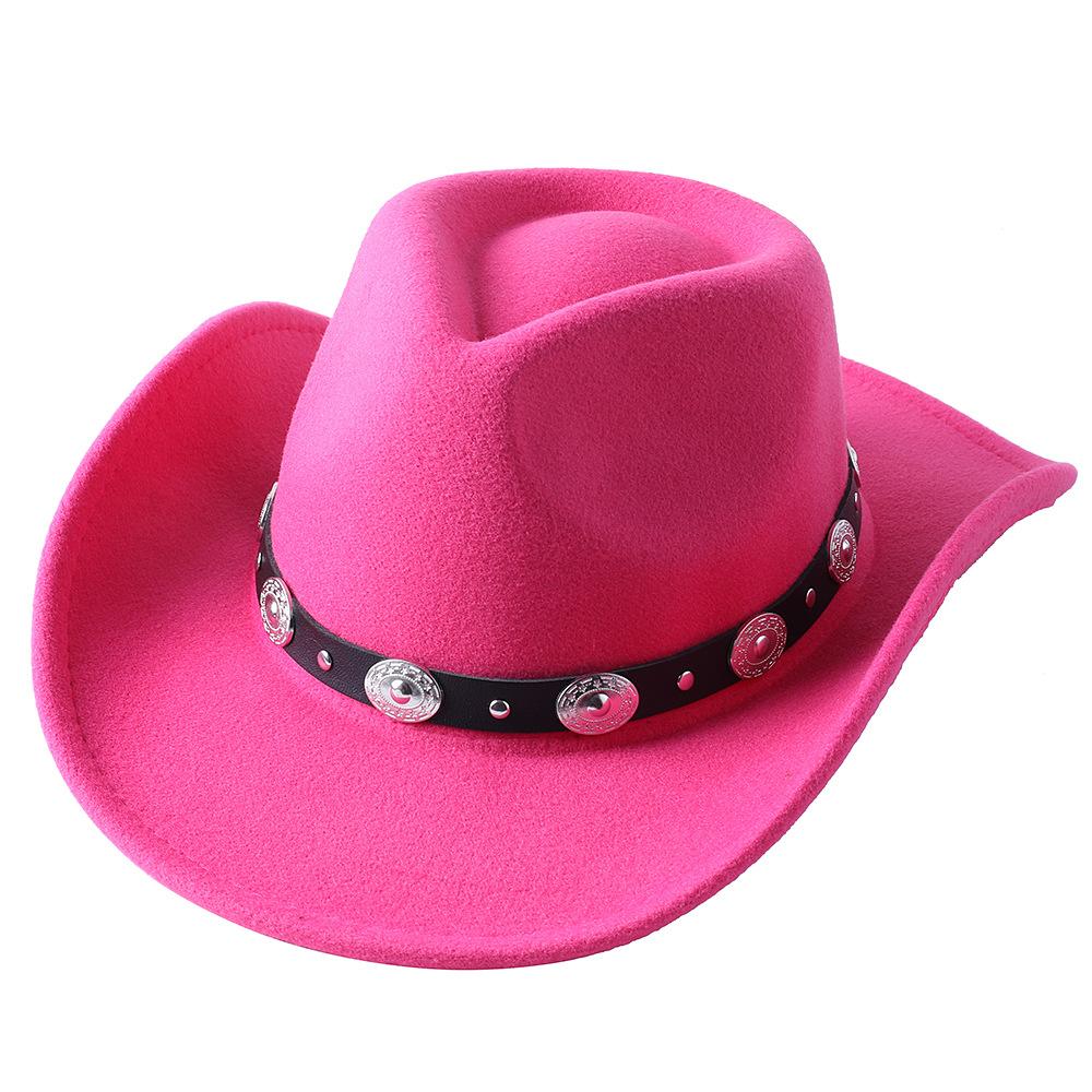 Dark purple Cowboy Hat New Jazz Knight hat cowboy hat monochrome felt hat men's and women's large brim outdoor hat