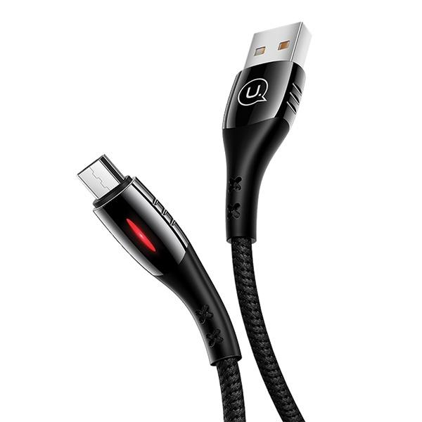 USAMS Braided Cable U-Tone microUSB 1.2m Power-off 2A Fast Charging black/black SJ346USB01 (US-SJ346)