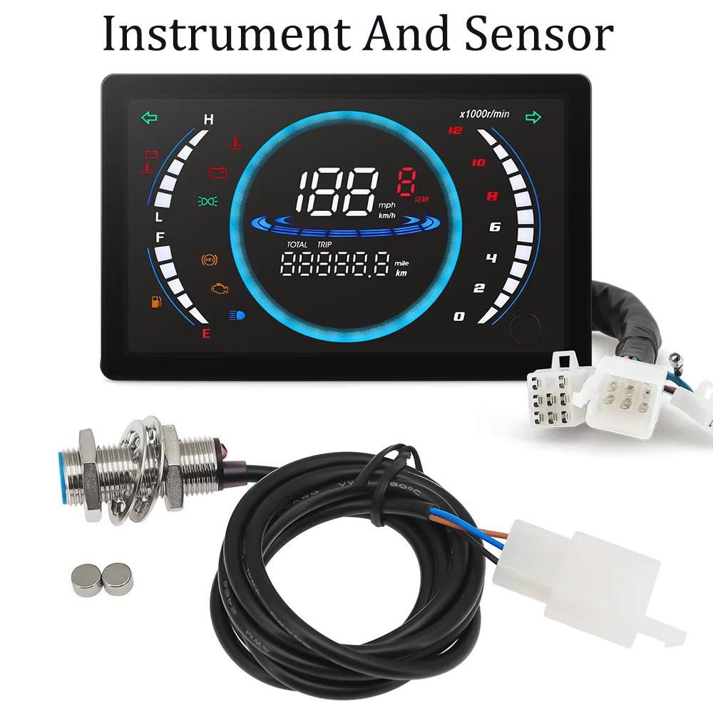 Universal LED Digital Motorcycle Speedometer RPM Tachometer Water Temperature Gauge 2 units Odometer Dashboard ABS Moto Gauge