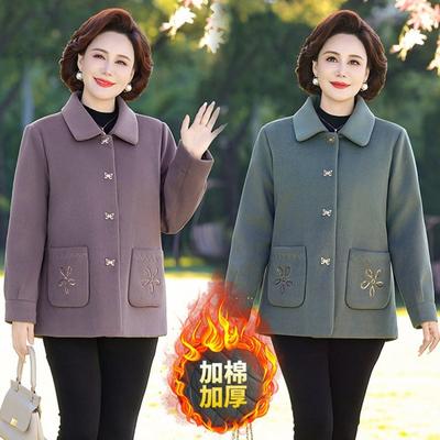 New Mother Autumn and Winter Padded Woolen Short Coat Medium-aged Middle-aged 0 Women's Thickened Top