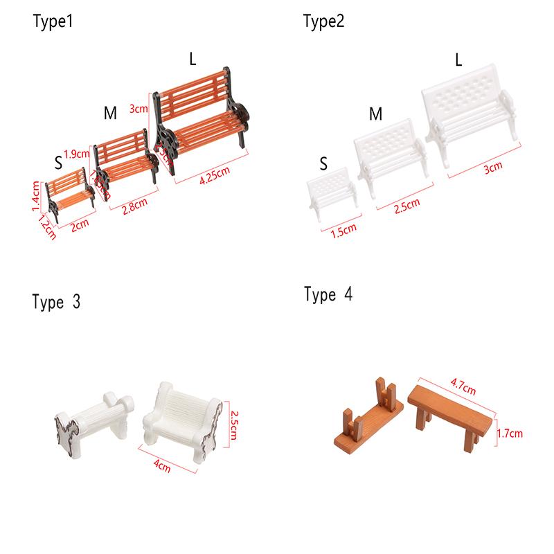 Miniature Bench Chair Figurines Resin Crafts Micro Landscape Model Mini Garden Decor DIY Home Ornament Doll House Accessories