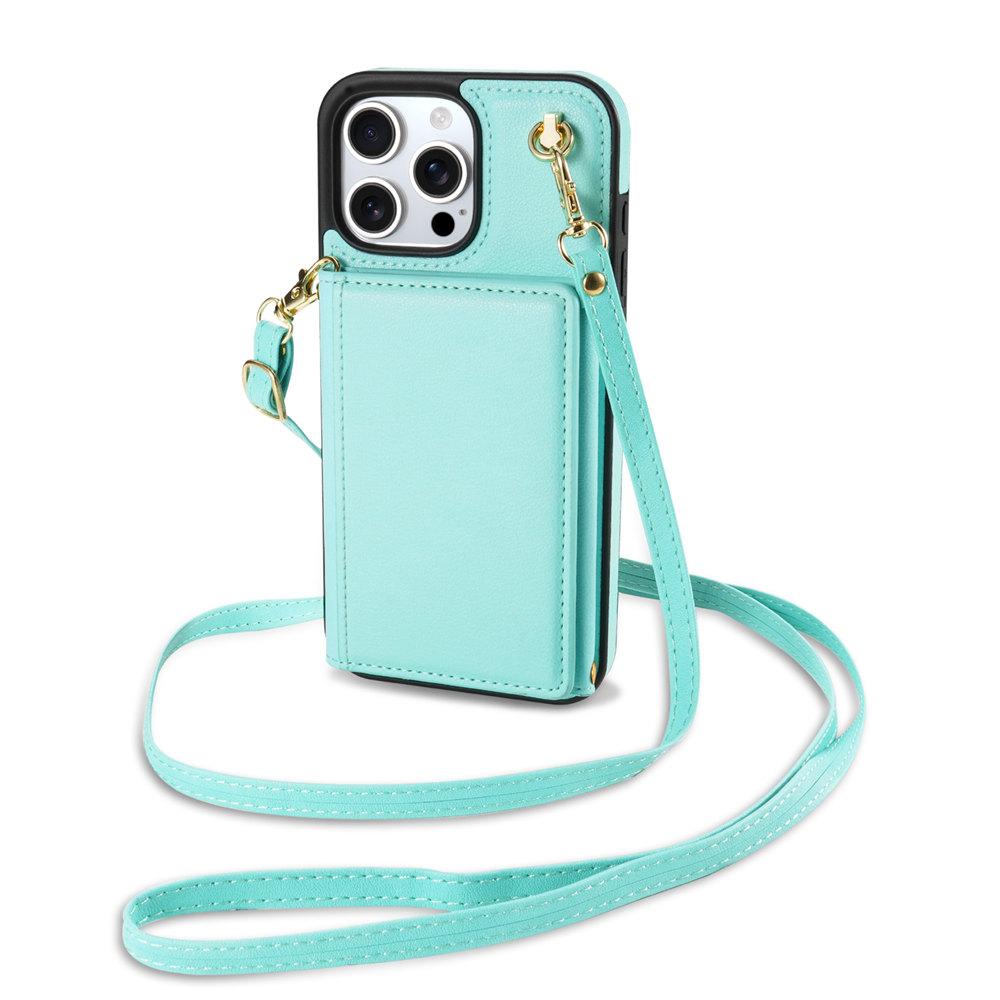 Karty Stand Slot Portfel Crossbody Etui na Telefon Dla iPhone 16 15 14 Plus 13 12 11 Pro Max 7 8 Skórzany Długi Sznurek Pokrowiec