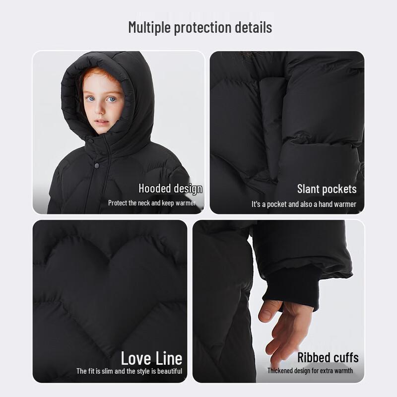 XueZhongFei Unisex Kids' Thickened Mid-Length Winter Down Jacket