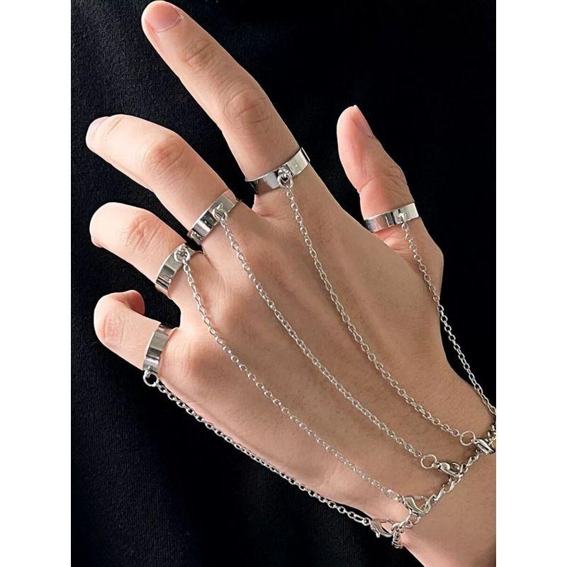 European and American Fashion Cool Punk Creative Finger One-Piece Bracelet Ring Detachable Trendy Cool Niche Style Hand Jewelry