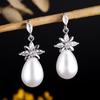 ZAKOL Fashion Simple Micropaved Zircon Imitation Pearl Women's Dangle Earrings Temperament Wedding Dinner Jewelry Accessories