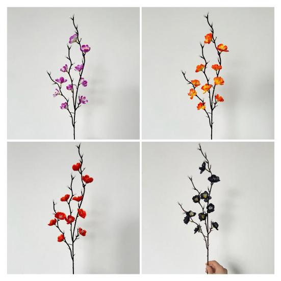 10 Pcs Artificial Plum Blossom Fake Long Stem Wintersweet Flowers Realistic Faux Silk Cherry Branches for Wedding Home Office