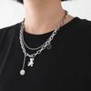 Silberne Doppelkreuz-Anhänger-Halskette Damen Spice Girl Leichter Luxus Nischen-Design Süße Coole Schlüsselbein-Kette Premium Halsketten-Zubehör
