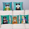 Cartoon Cycling Cat Print Cushion Cover Super Soft Pillowcas Home Decor