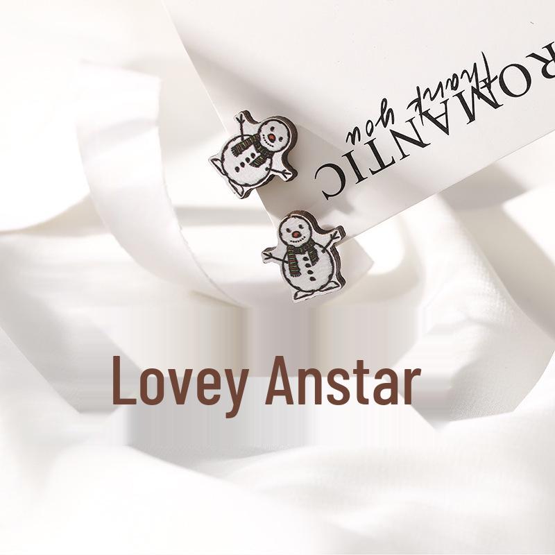 Cute Cartoon Christmas Earrings Set - 6 Pieces, Women's High-End Festive Jewelry