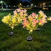 Solar Garden Lights Outdoor 7-Head Lily Light with Swaying Pole 4 Colors Waterproof Solar Powered LED String Lights for Yard Patio Pathway Energy