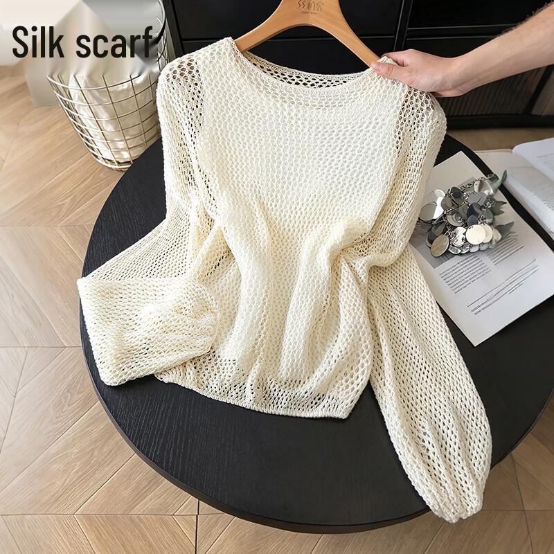 Women's Casual Hollow Knit Long Sleeve Pullover