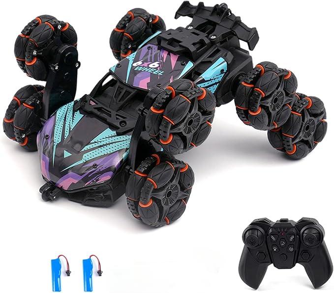 Scientoy Remote Control Car, 2.4Ghz RC Stunt Car Toys for Boys Girls Ages 6-8-10 with Lights Music Spray, 8 Wheels All Terrain R