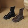 Krazing Pot Microfiber Autumn Winter Shoes Thick High Heels Flat Platform Size 43 Motorcycle Boots Knitwear Ankle Boots