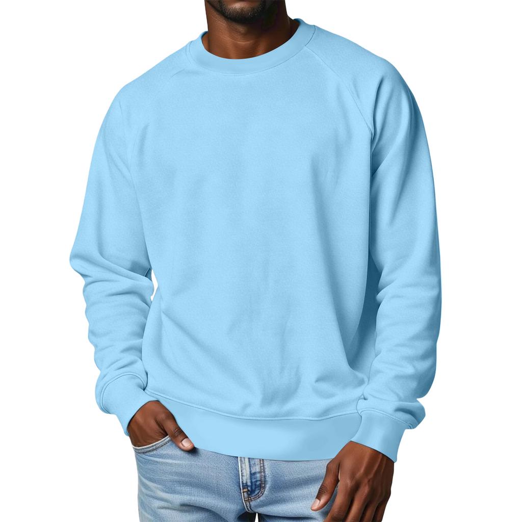 Men's Round Neck Raglan Sleeve Fleece-Lined Thick Solid Color Sweatshirt