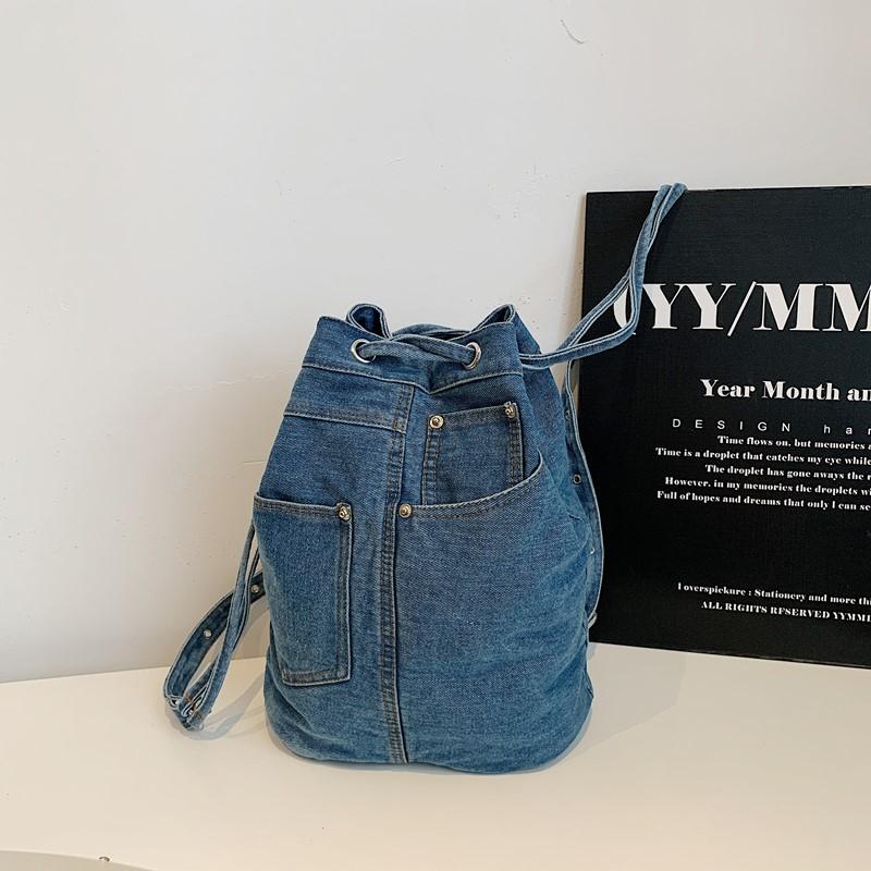 Multifunctional Denim Bag Women's Large Capacity Crossbody Bag Shoulder Class Commuter Backpack