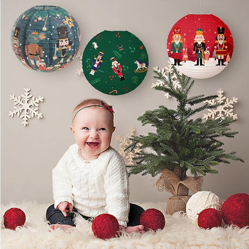 Christmas Lantern Round Paper Lanterns 2025 Christmas Decorations Cartoon Snowman and Santa Lanterns Navidad Xmas Pendant