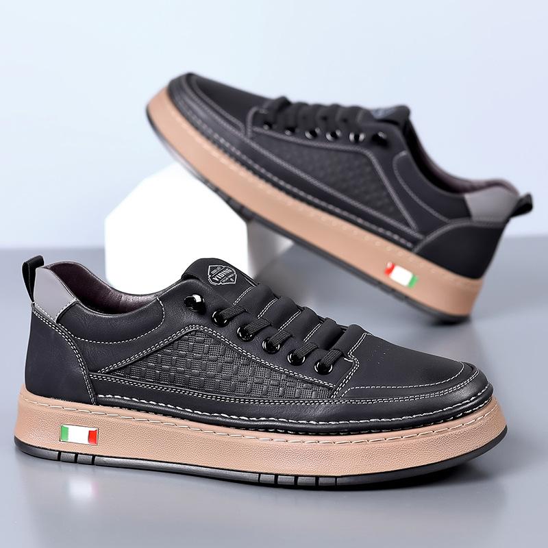 Men's shoes 2025 men's sports and leisure leather shoes breathable soft baseplate shoes business foot set
