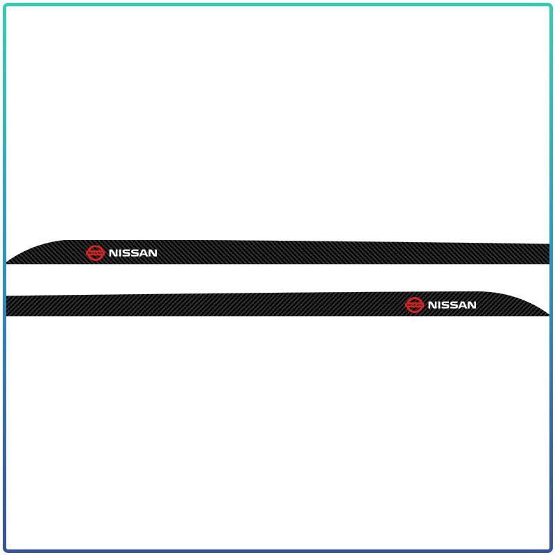 2pcs Carbon Car Door Side Skirt Sill Stripe Sticker Decals Styling For Nissan GTR X-trail Tiida Qashqai J10 J11 Leaf Kicks Versa Teana Skyline Almera