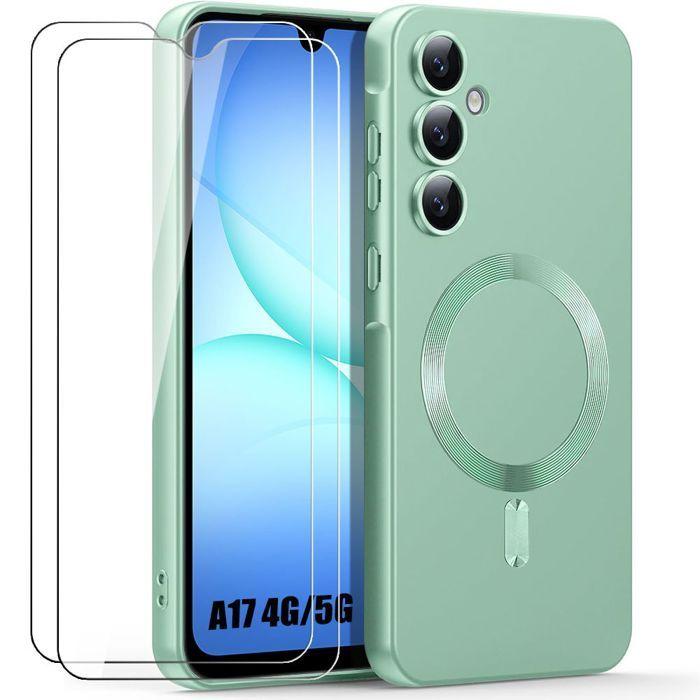 Coque de Protection - BOOLING - Samsung Galaxy A17 5G/4G - avec Anneau Magnétique Vert - 2 Verres Trempés
