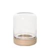 Hestia Handmade Candle Holder Clear Glass with Natural Base - Small