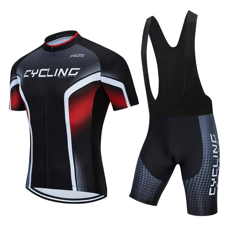 Mens Quick-Dry Breathable Cycling Jersey Shorts Set Road Bike Riding