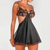 Sexy Exotic Dress Women Sexy Lingerie Sets Backless Chain Shoulder Straps Cut Out Bra Little Black Dress + Thong Erotic Costumes