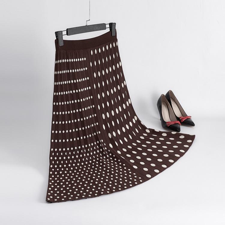 

Женская вязаная юбка в горошек с высокой талией, темпераментная прямая юбка-труба средней длины, юбка А-силуэта S