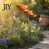 Anti-rust Garden Stake 3 Tiered Cascading Rain Catcher Bird Bath, Metal Water Three-level Waterfall Feeder Bowl Feeder, Outdoor Pollinator Watering