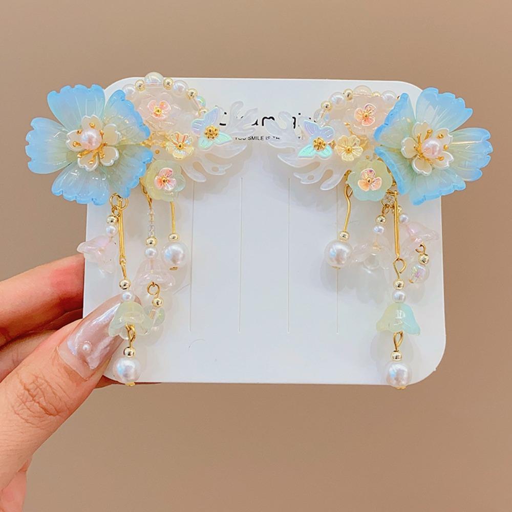 Fashion Pink Hair Clip Flower Tassel Chinese Style Hairpins Styling Accessory Hair Accessories Hanfu Accessories