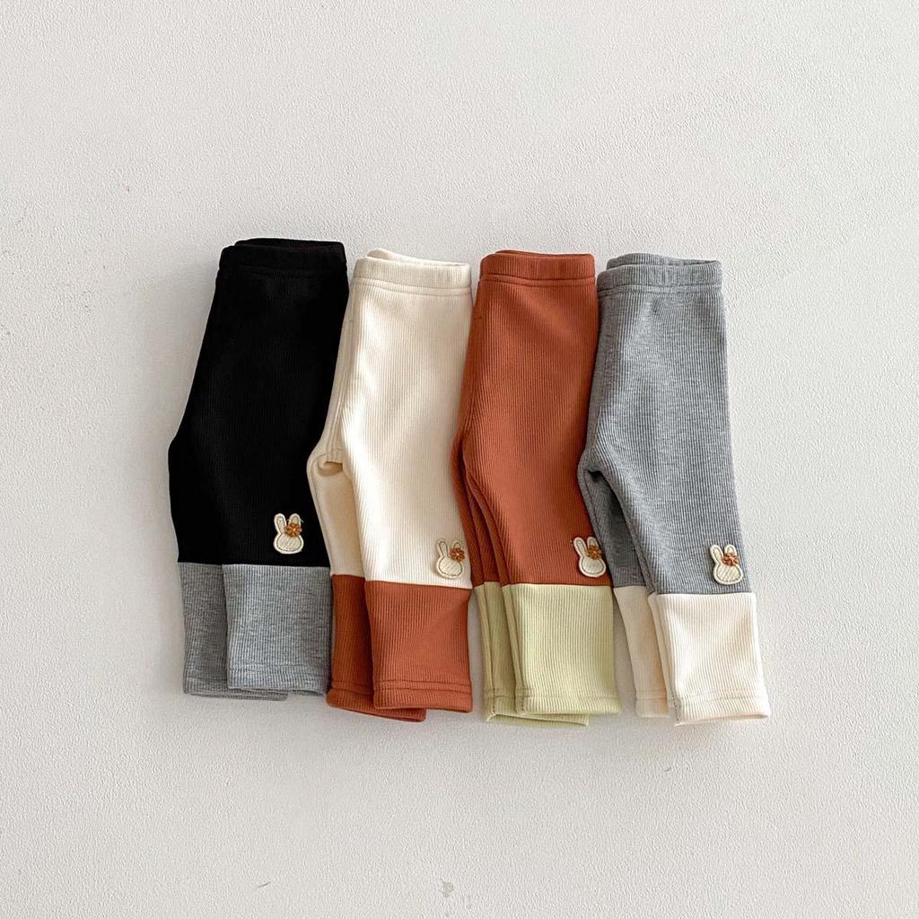 Girls' Cartoon Rabbit Patchwork Leggings - Autumn/Winter Infant Pants