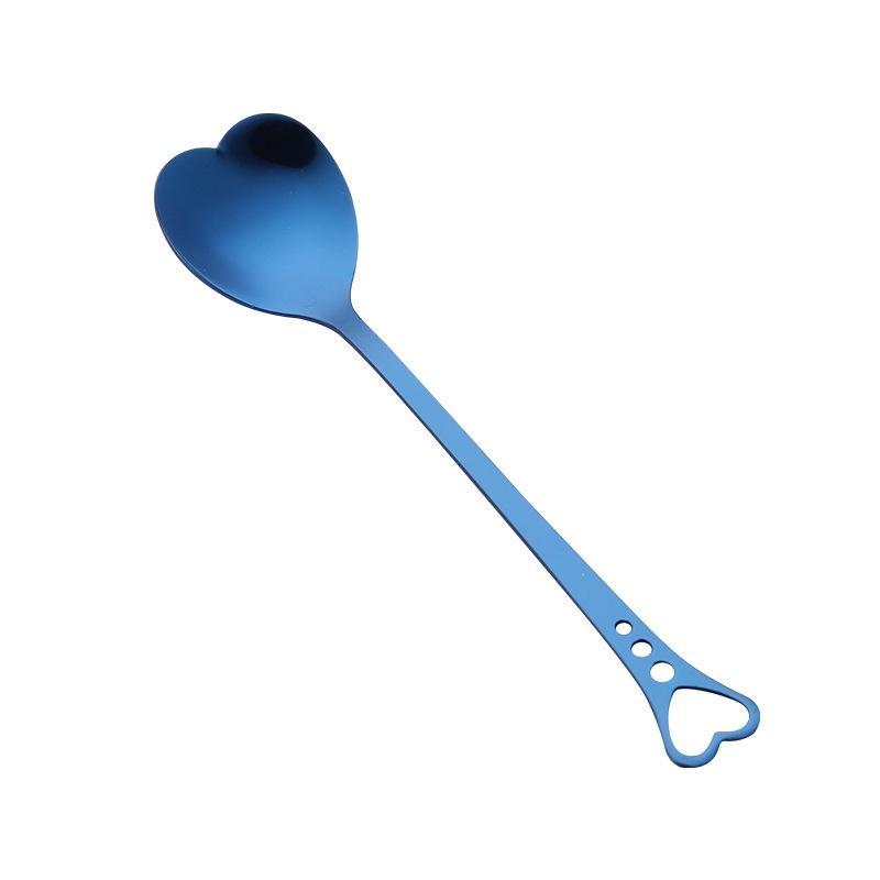 Heart Shaped Love Couple Spoon Creative Stainless Steel Coffee Tea Dessert Stiring Spoon Rainbow Gradient Spoon for Wedding Gift