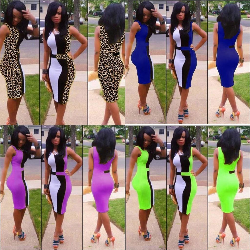 Elegant Colorful Sexy Fashion Bodycon Women Dress Sleeveless Fit Leisure Slim Design