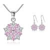 925 Silver Sakura Dolphin Zircon Elegant Jewelry Set Women's Earrings Necklace High Quality Jewelry